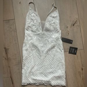 Lulus mini white sequin and beaded dress